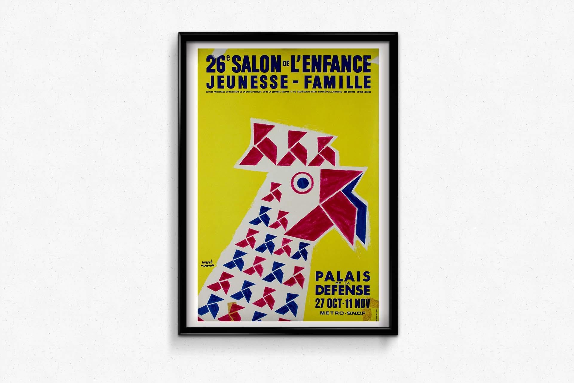 Hervé Morvan, eine herausragende Persönlichkeit des französischen Grafikdesigns in der Mitte des 20. Jahrhunderts, schuf ein bleibendes Bild für den 26. Salon de l'Enfance, Jeunesse, Famille. Diese Veranstaltung, die im November 1950 im Palais de la