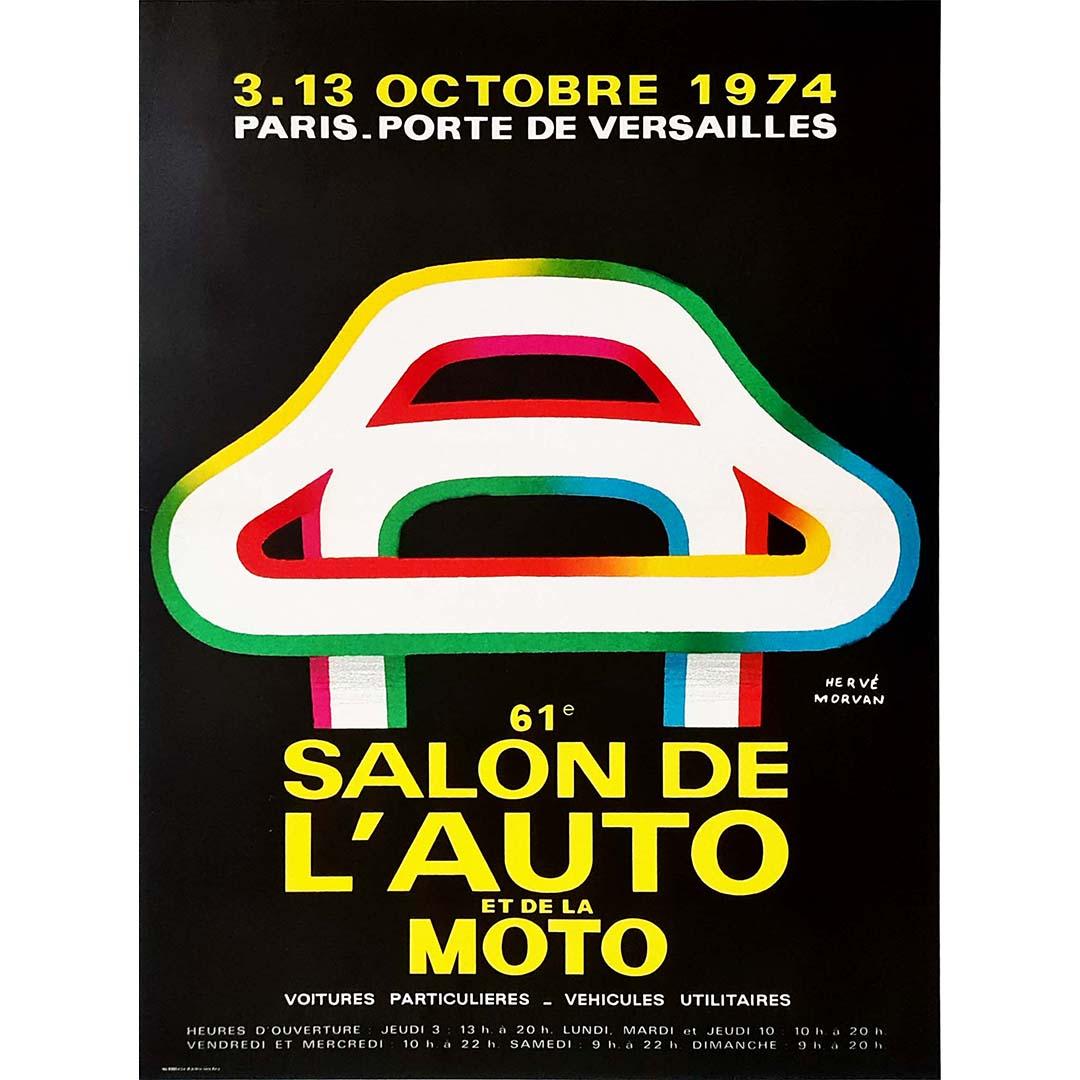 1974 original poster by Hervé Morvan for the 61st Car and Motorcycle Show - Print by Herve Morvan