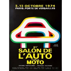 Vintage 1974 original poster by Hervé Morvan for the 61st Car and Motorcycle Show