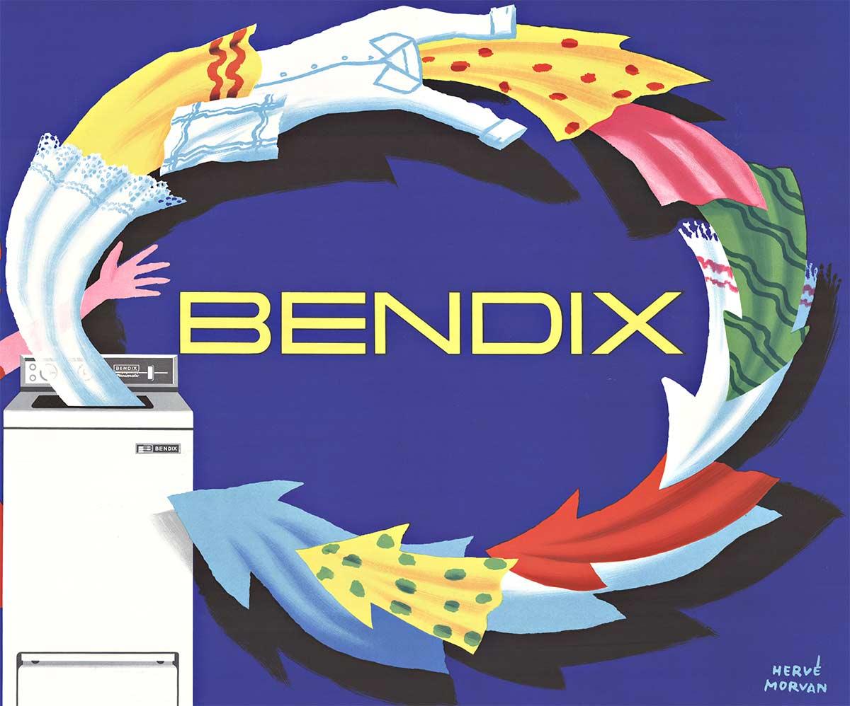 BENDIX, original French mid century poster - Print by Herve Morvan