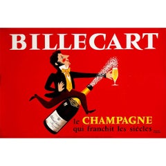 Circa 1960 Billecart Champagne Advertising Poster by Hervé Morvan