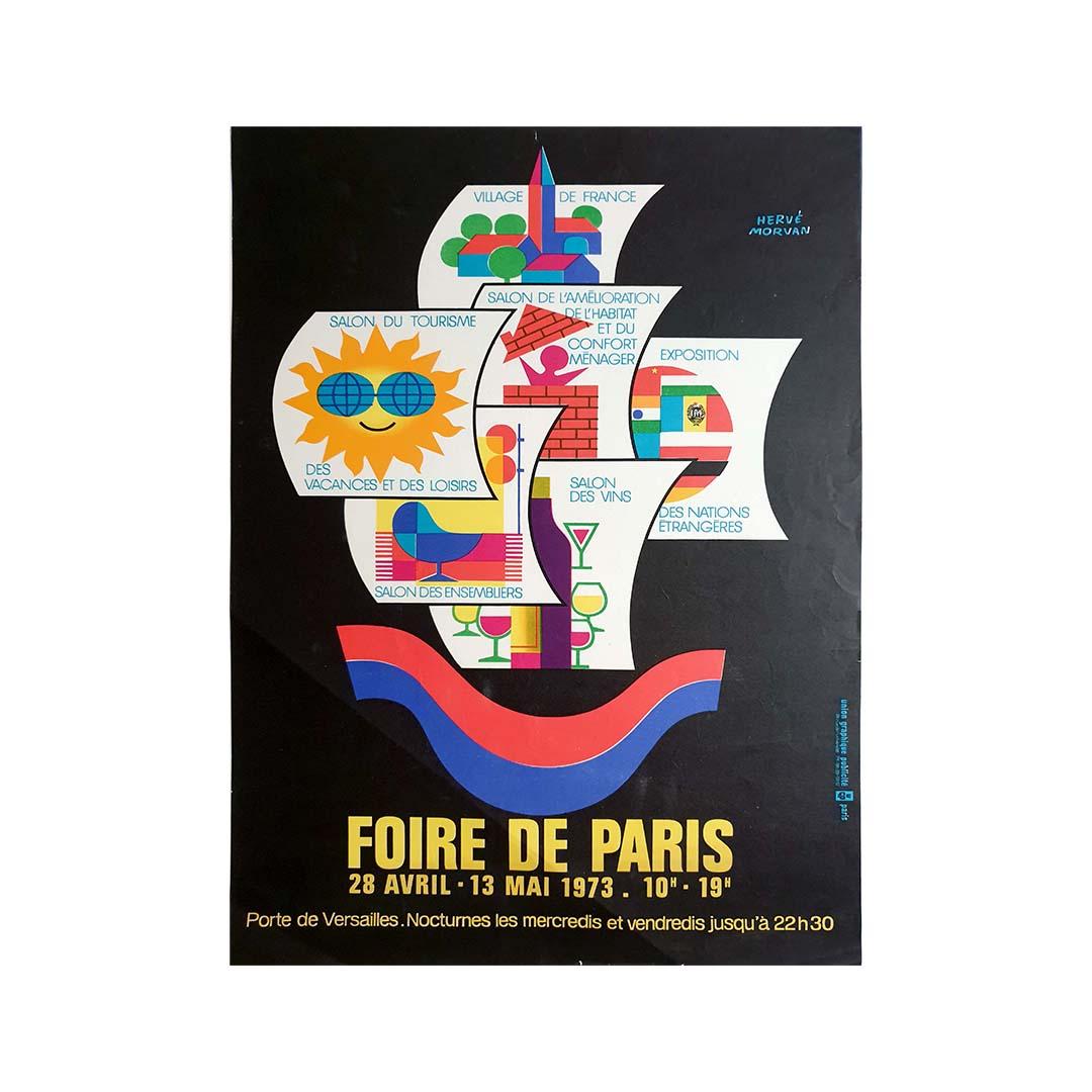 Hervé Morvan's original poster for the 1973 Foire de Paris is an emblematic work that embodies the spirit of this popular exhibition and showcases the artist's creative talent.

The Foire de Paris, an annual event of international stature, is a