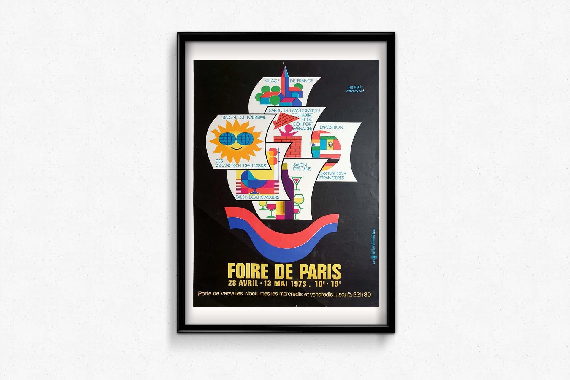 L'affiche originale d'Hervé Morvan pour la Foire de Paris 1973 en vente 2