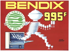Original "Bendex" vintage French poster  dish robot