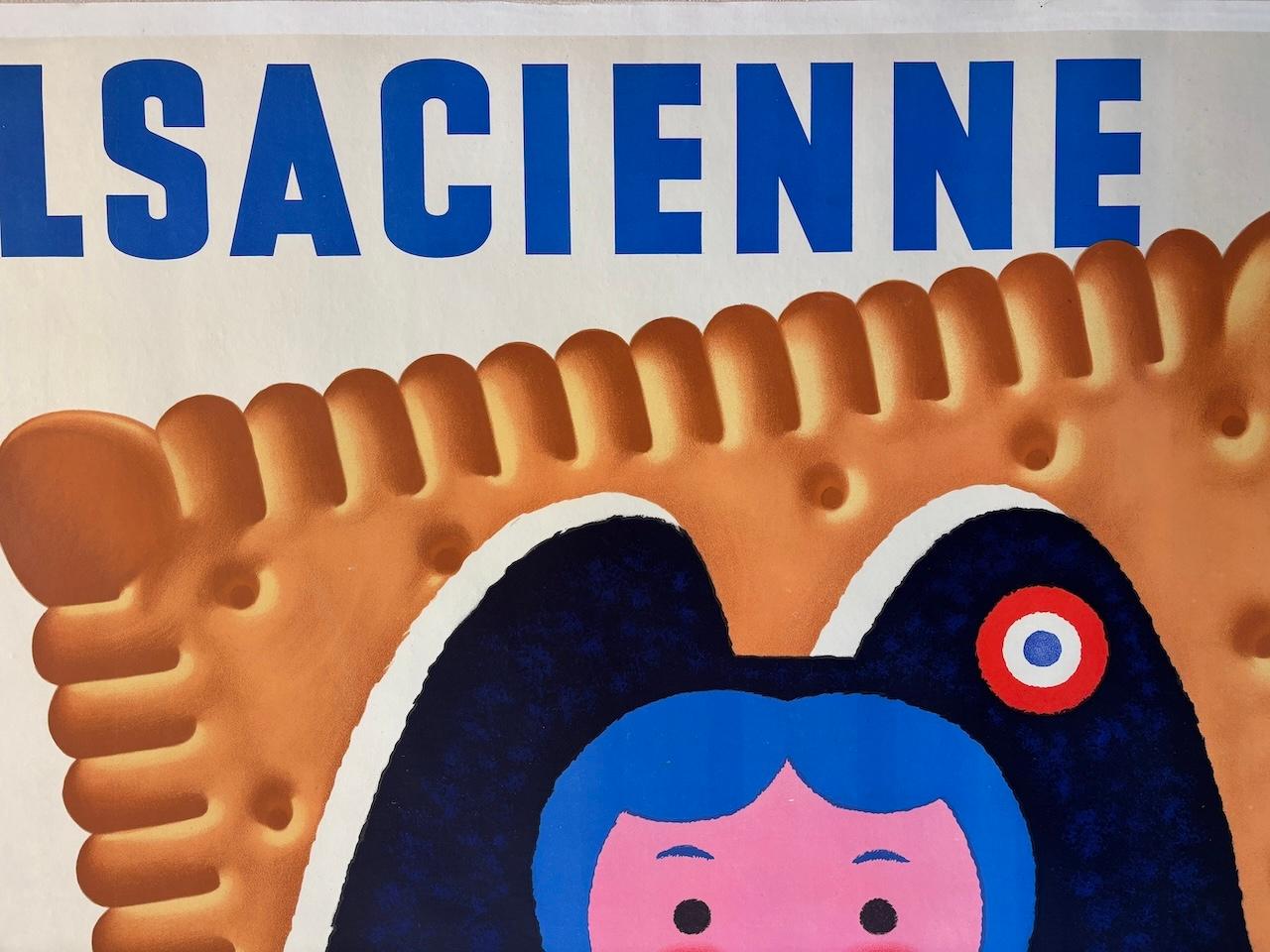 Mid-Century moderno Hervé Morvan L'ALSACIENNE Poster originale d'epoca c.C. 1964 in vendita