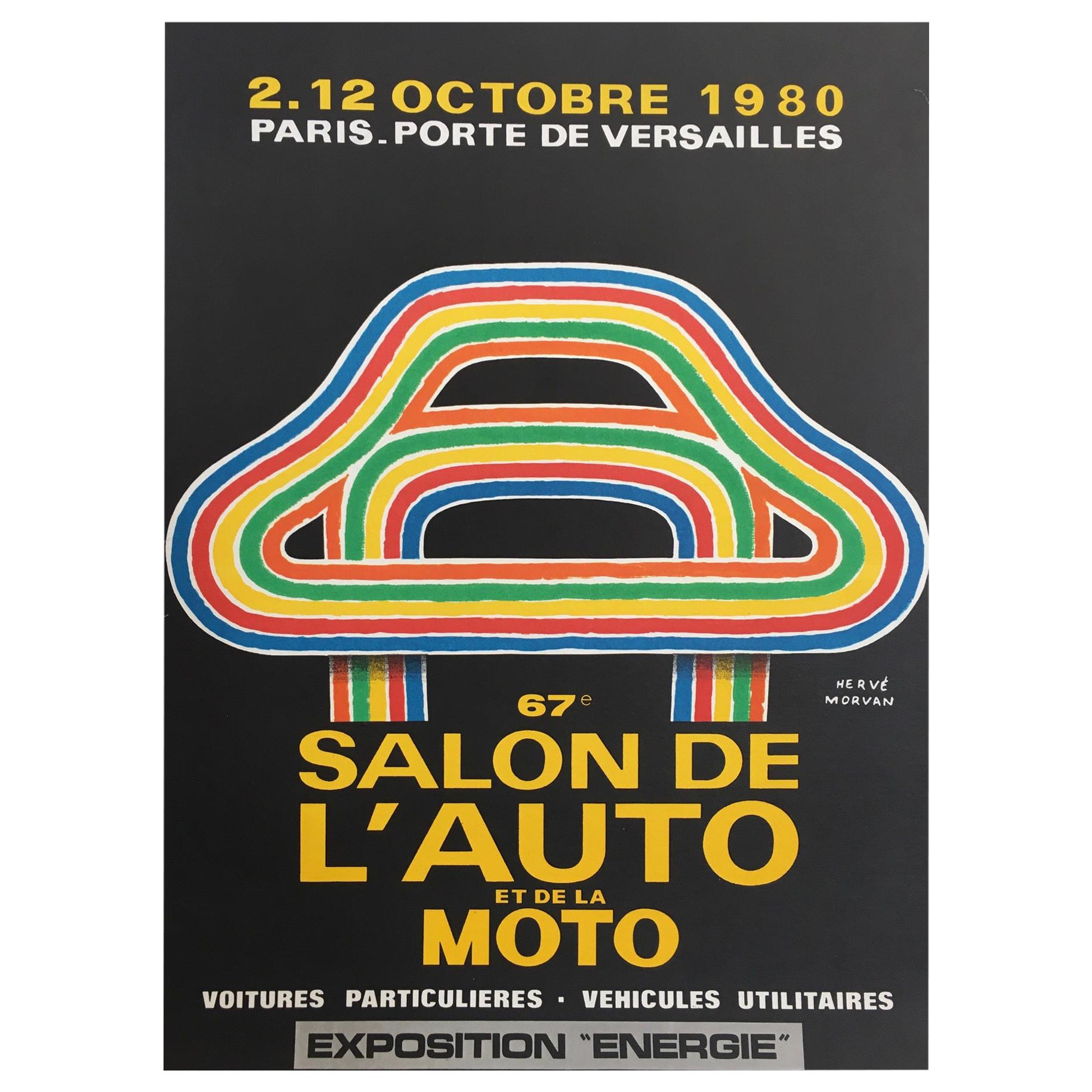 Herve Morvan, Original Vintage Poster, 'Auto and Motorcycle Show', 1980