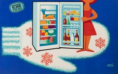 Affiche rétro originale d'Herve Morvan, Bendix, cuisine amusante, 1960