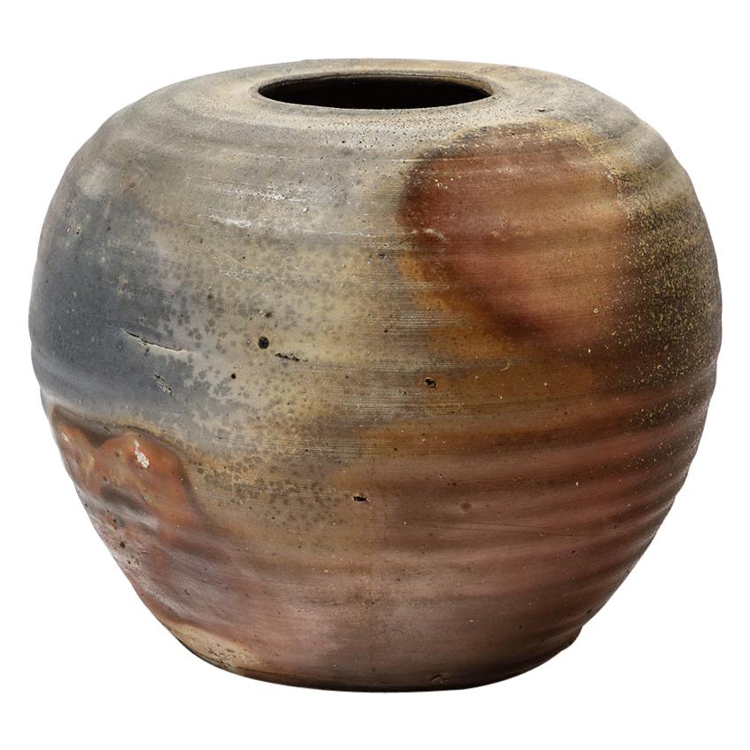 Hervé Rousseau Boisbelle 20th Century Grey and Brown Stoneware Ceramic Vase 1980