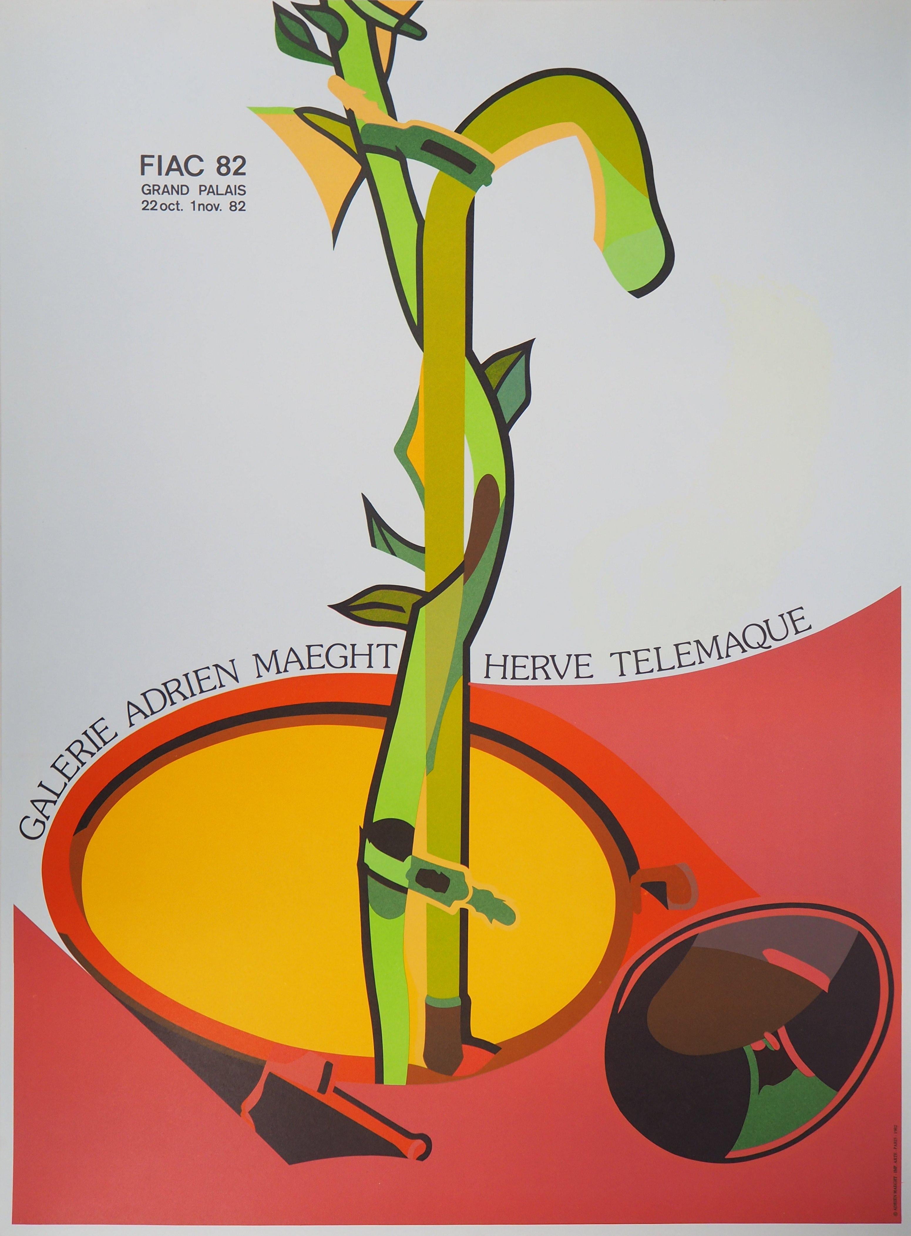 Herve Telemaque Abstract Print - (Ecology) Germination, FIAC - Original vintage lithograph poster - Maeght 1982