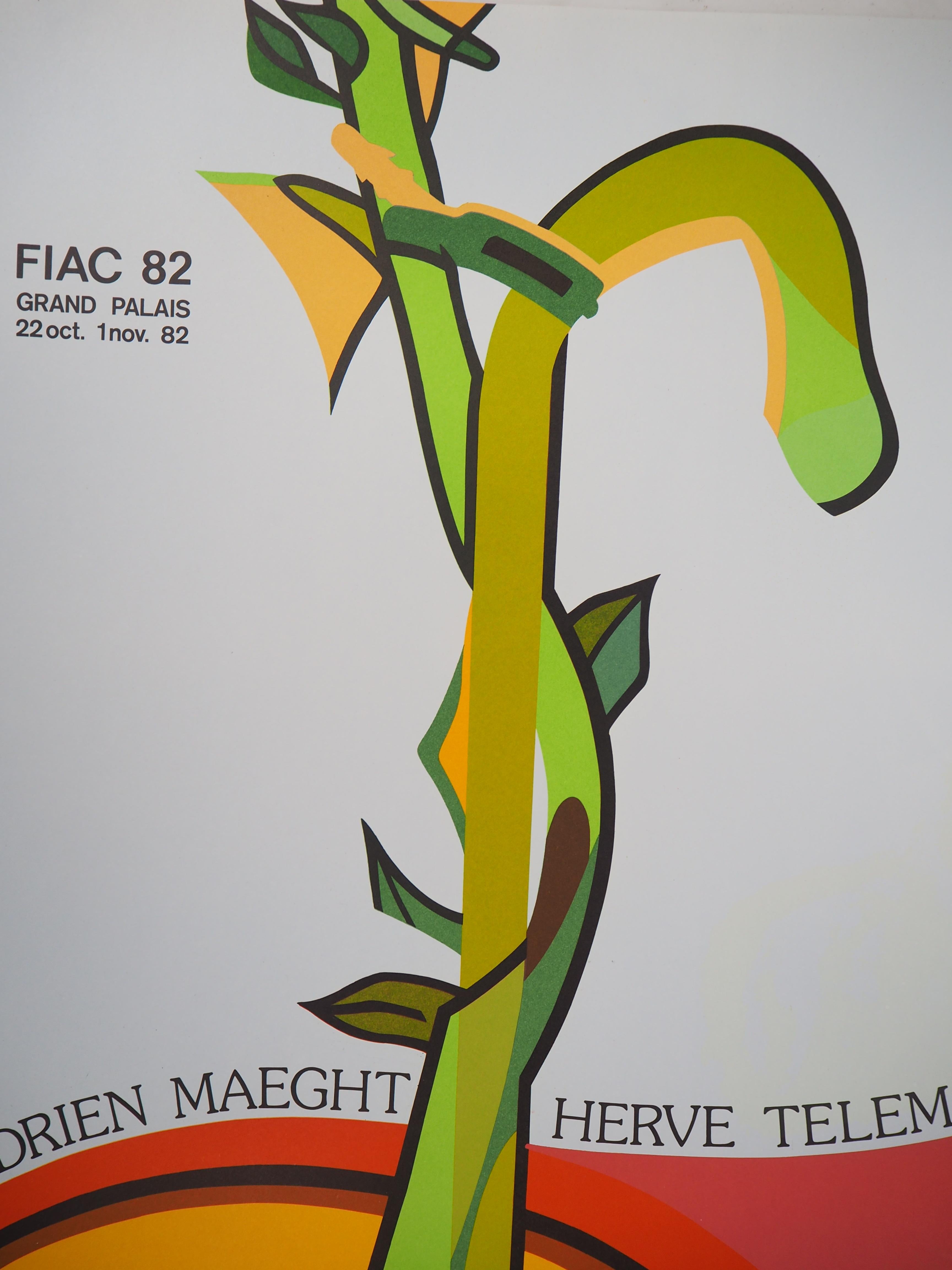 Amérique du Sud : Germination, FIAC - Affiche lithographique originale vintage - Maeght - Abstrait Print par Herve Telemaque