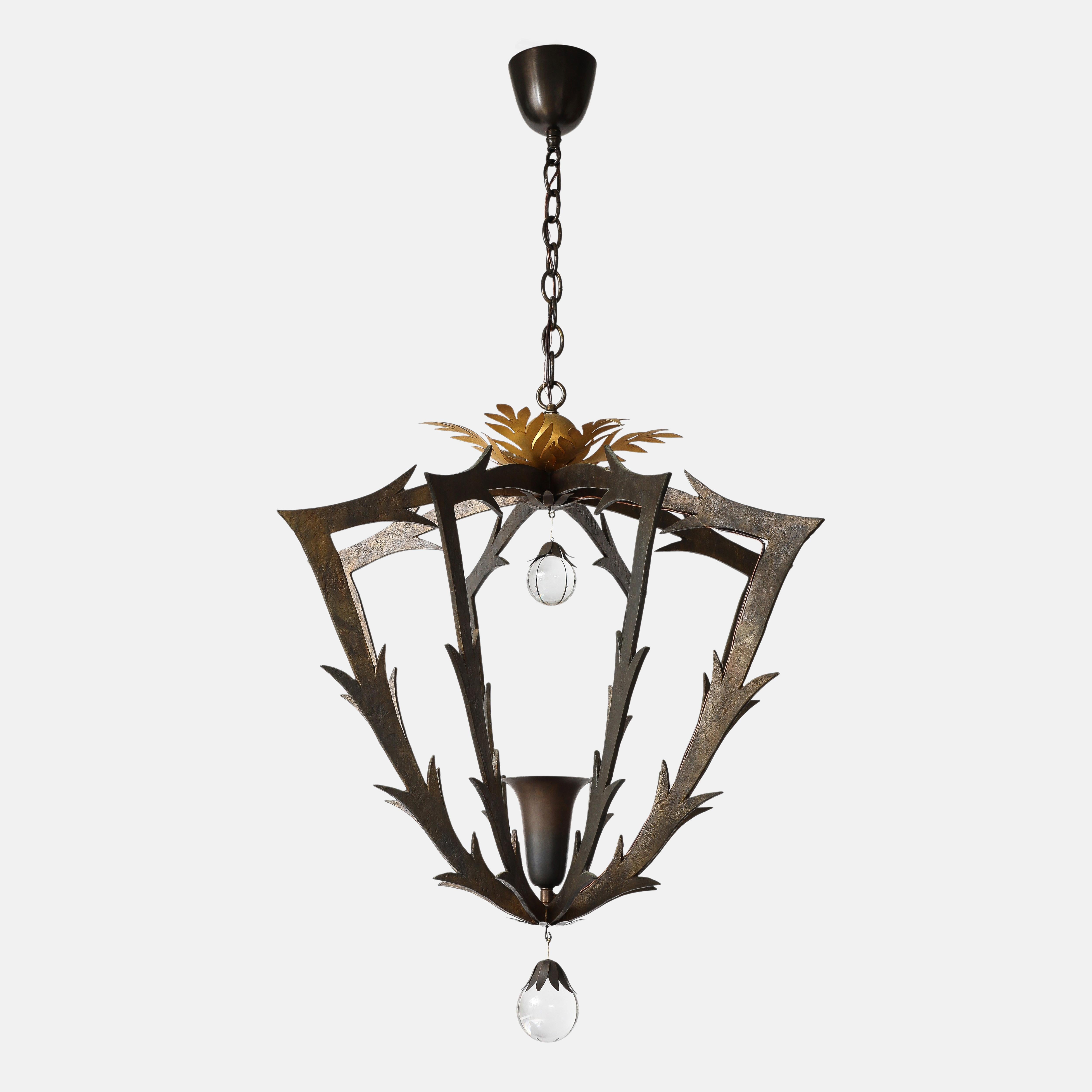 Hervé van der Straeten Lampadario in bronzo Model No. 47, Francia, 2006 In condizioni buone in vendita a New York, NY