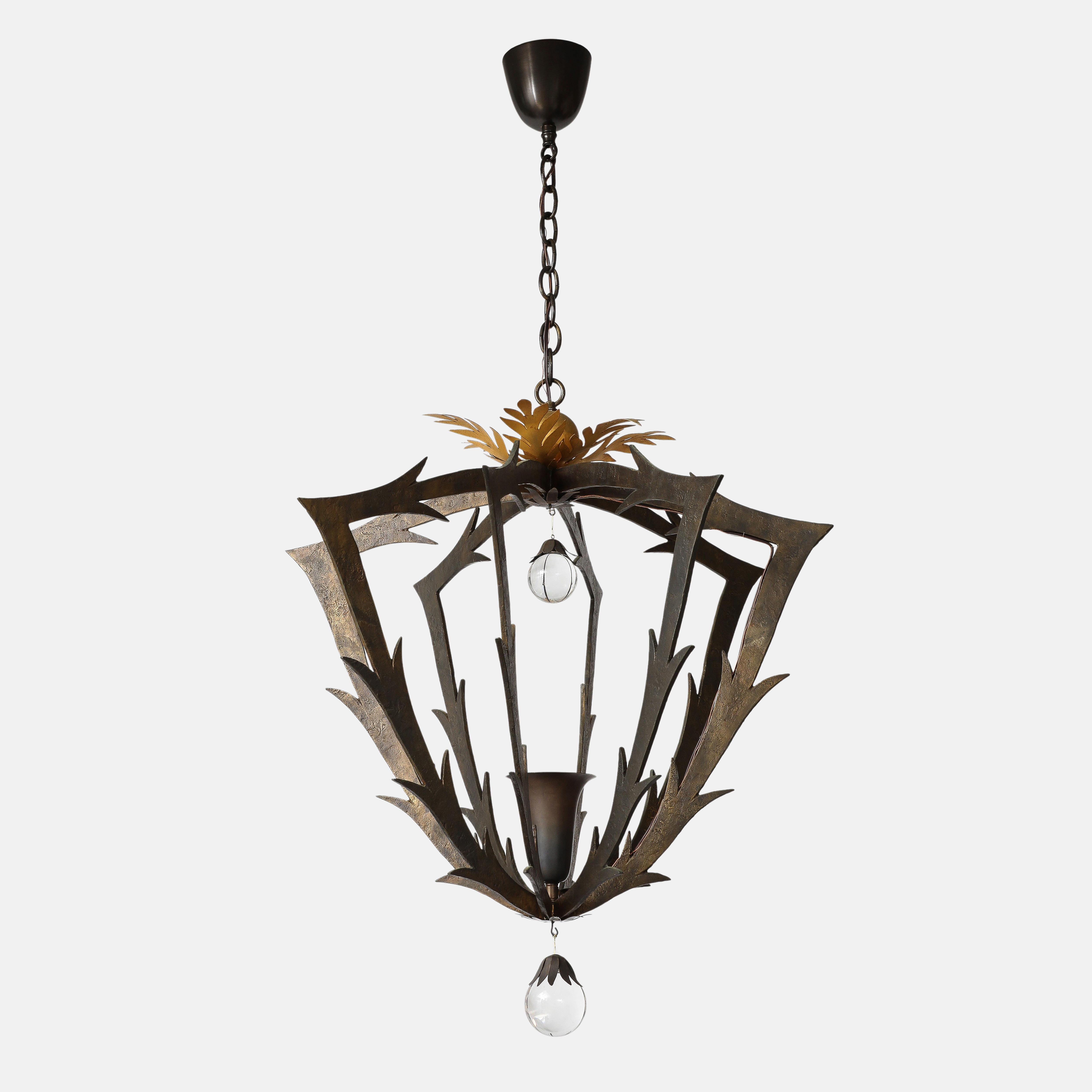 Francese Hervé van der Straeten Lampadario in bronzo Model No. 47, Francia, 2006 in vendita