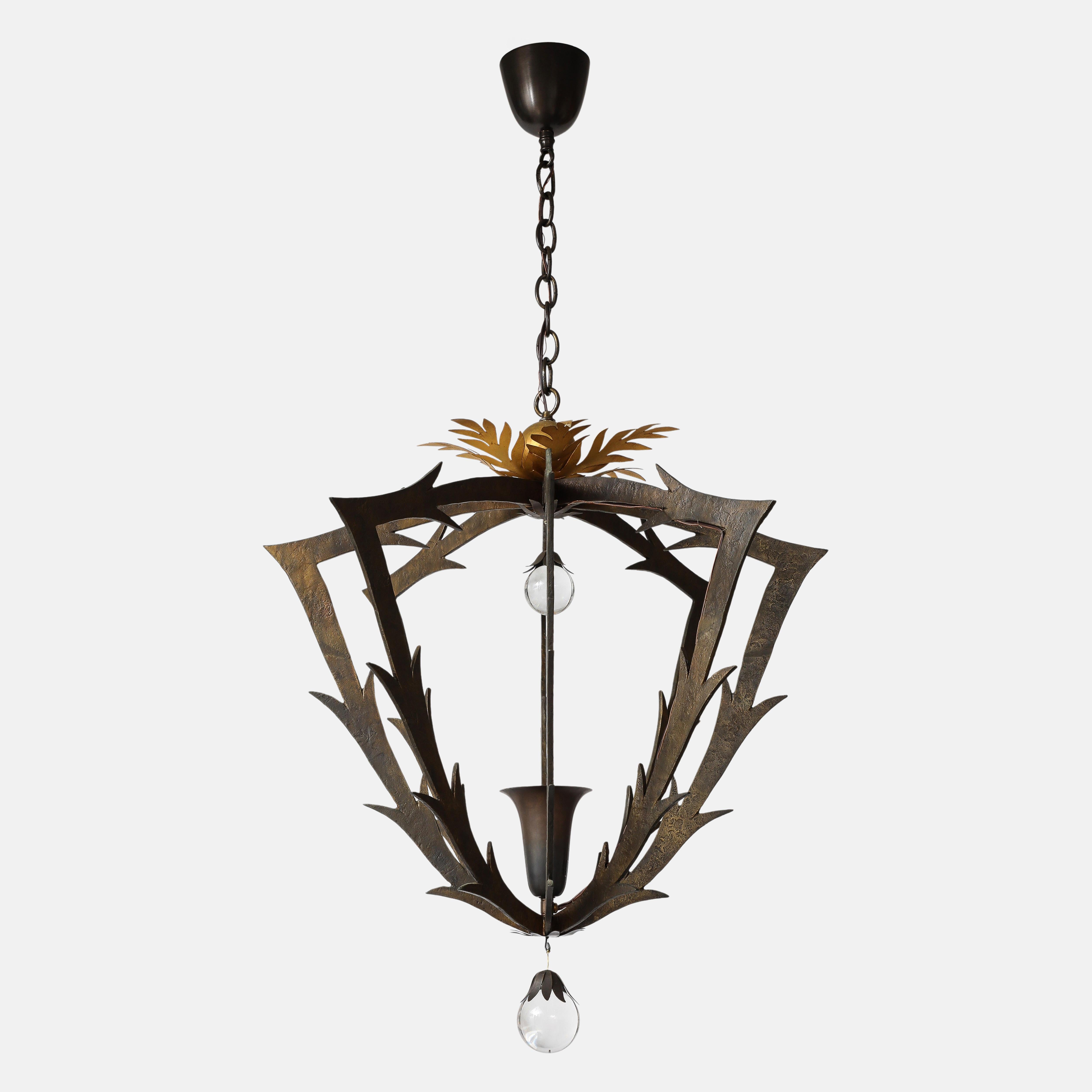 Patinato Hervé van der Straeten Lampadario in bronzo Model No. 47, Francia, 2006 in vendita