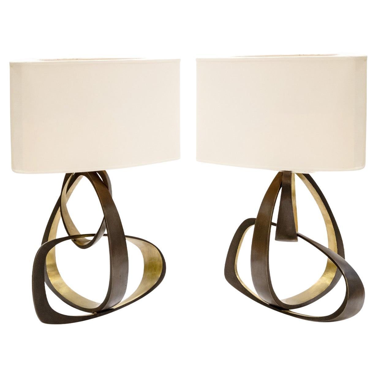 Herve Van Der Straeten Chic Pair of Bronze "Volubile Table Lamps", 2007