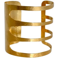 Herve van der Straeten Four Band Gilded Brass Cuff Bracelet
