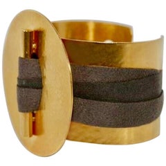 Herve van der Straeten Gilded Brass and Ribbon Cuff