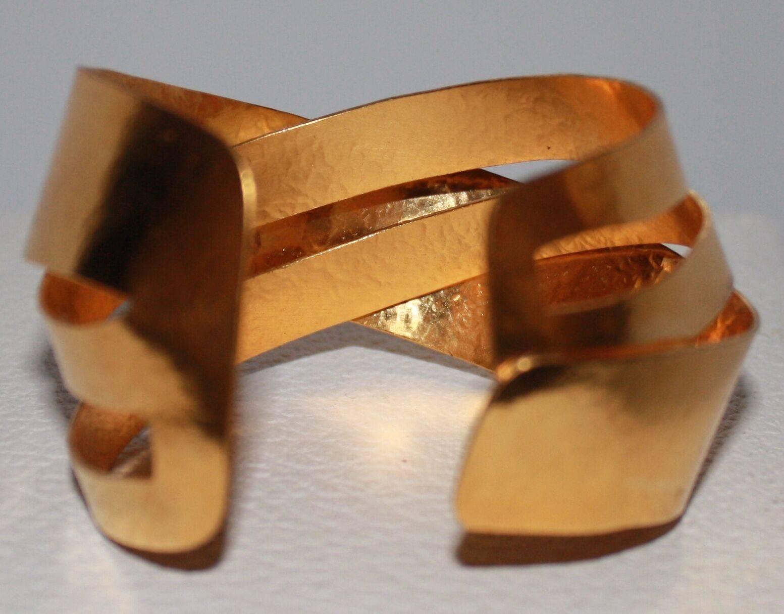 Herve van der Straeten Gilded Brass Overlap Bracelet In New Condition In Virginia Beach, VA