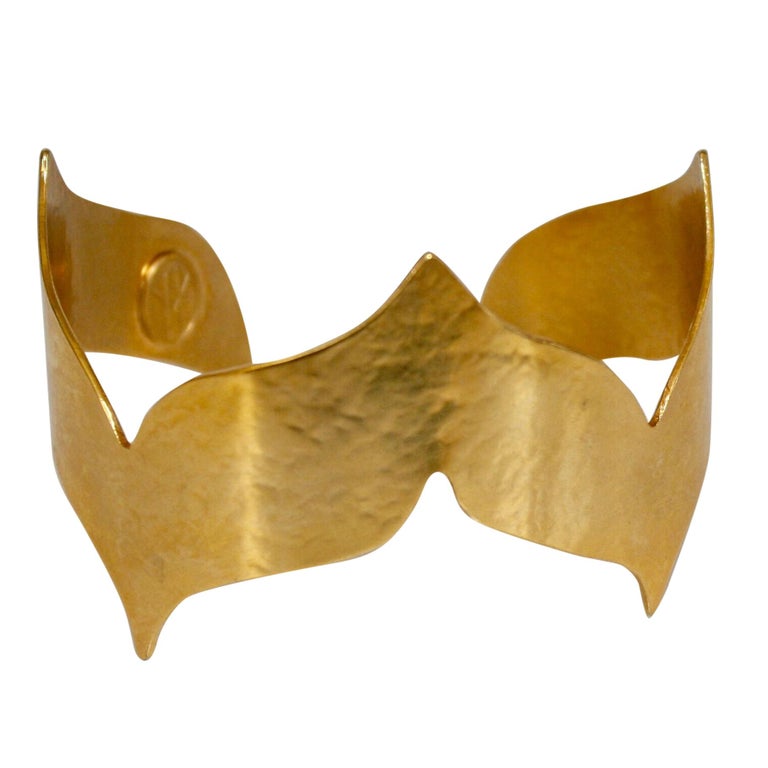 Herve van der Straeten Gilded Brass Wave Cuff at 1stDibs