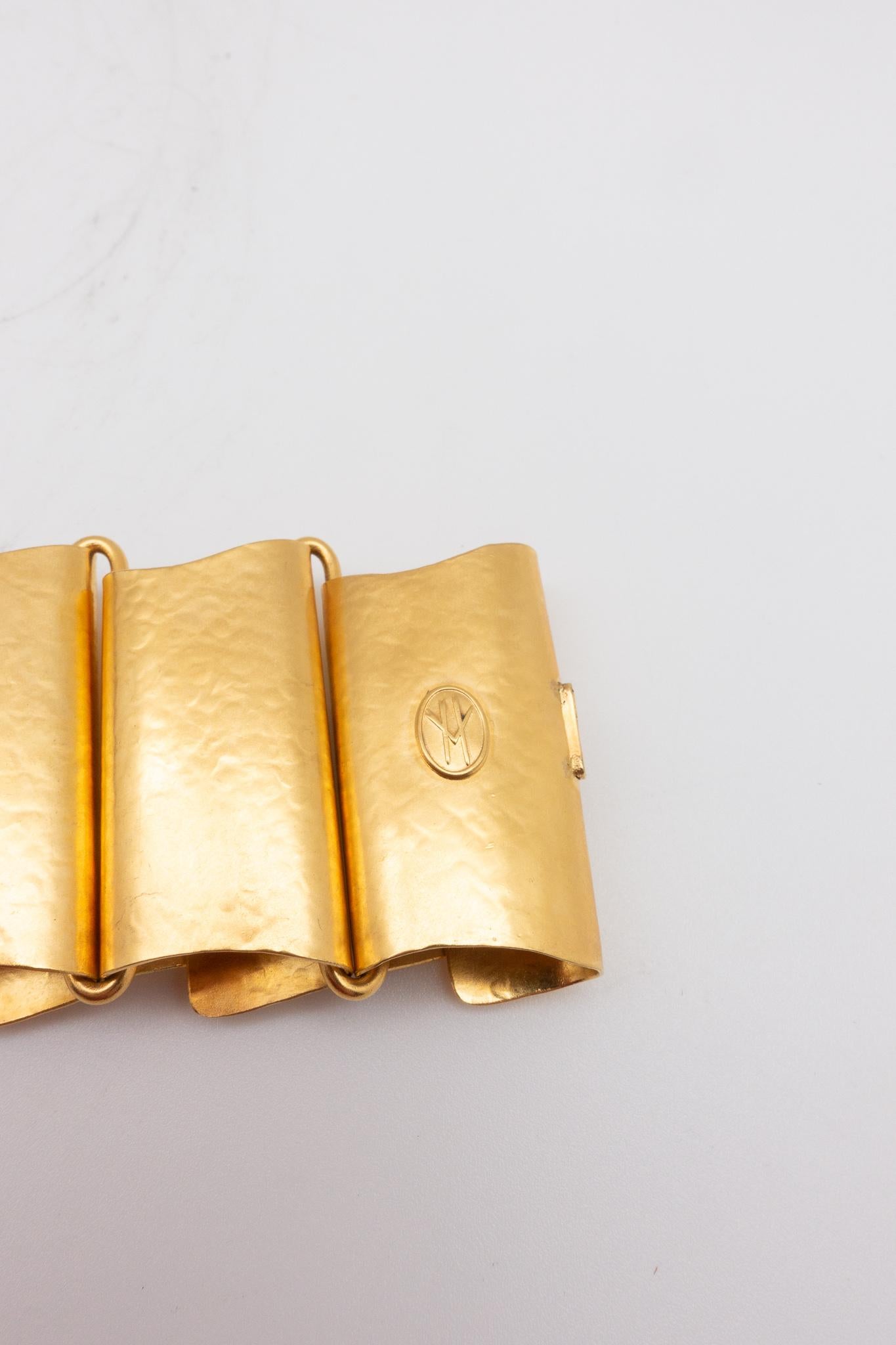 Contemporary Hervé Van Der Straeten Hammered Gold Plated Brass Bracelet