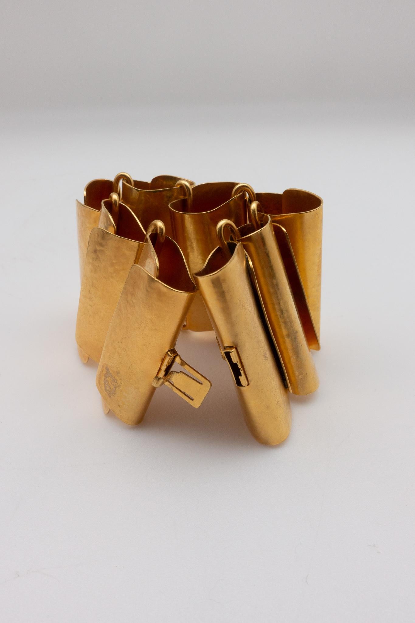 Hervé Van Der Straeten Hammered Gold Plated Brass Bracelet 1