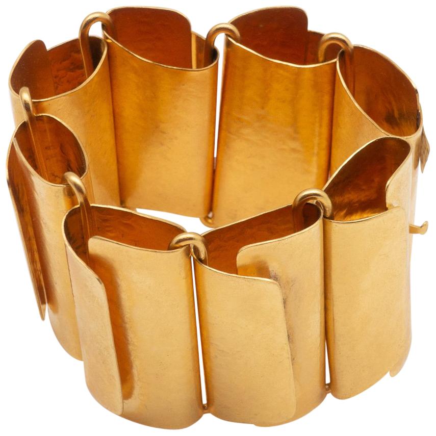 Hervé Van Der Straeten Hammered Gold Plated Brass Bracelet