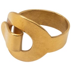 Hervé Van Der Straeten Bague en laiton plaqué or Hammer