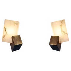 Hervé van der Straeten, Pair of Pirouette Alabaster Sconces, France, 2012