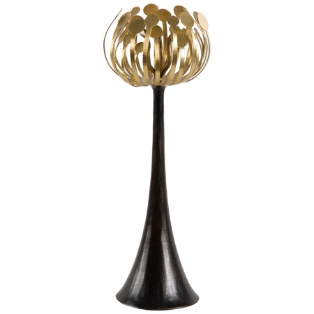 Hervé van der Straeten, "Pistil" Small Bronze Candlestick, France, 2011