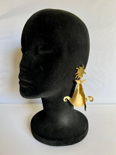 Herve Van der Straeten Sun Lightning Bolt Gold Statement Earrings