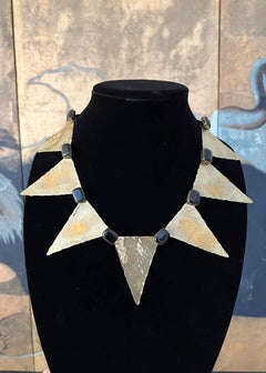 Herve Van Der Straeten vintage brass necklace with glass cabochons