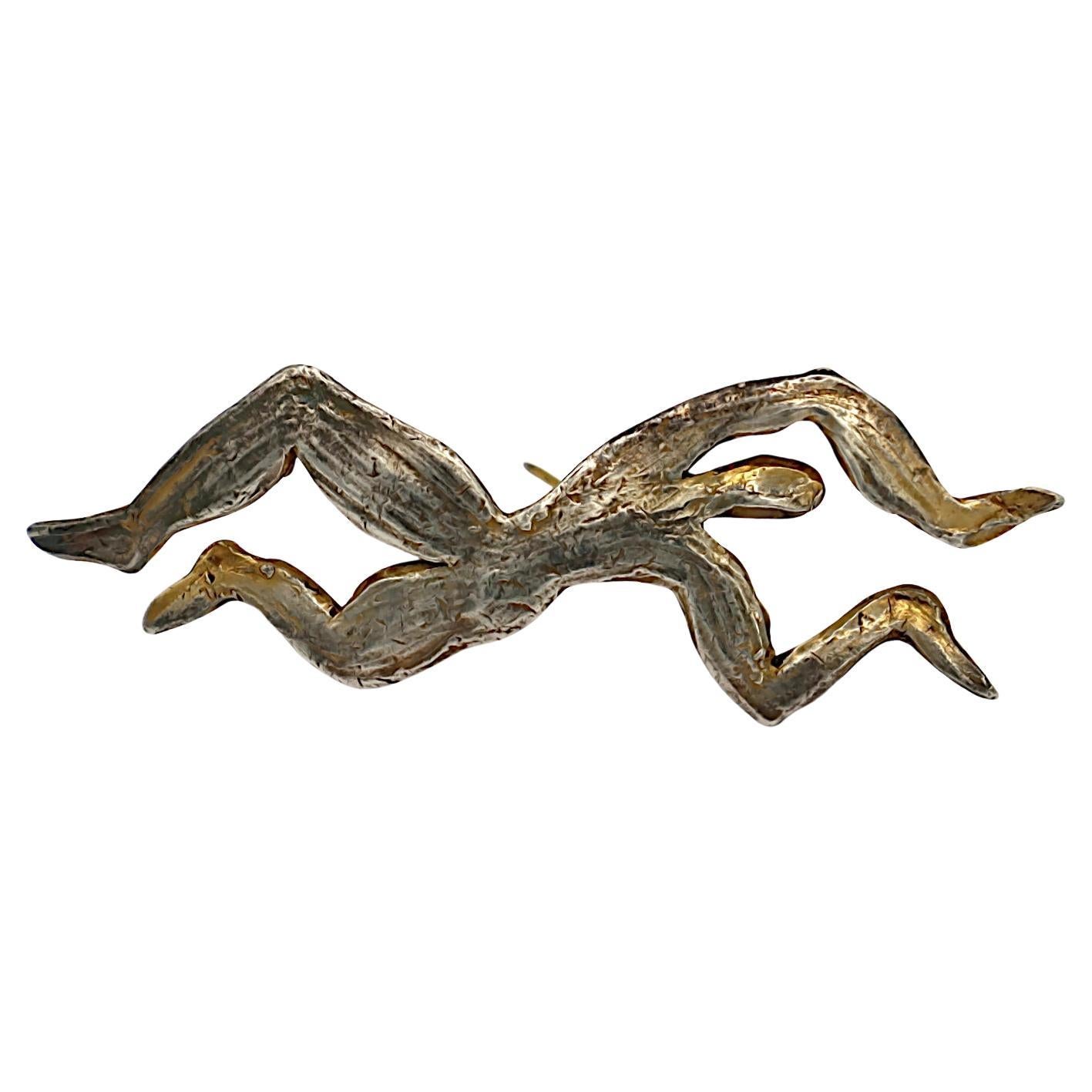 HERVE VAN DER STRAETEN Vintage Dancer Brooch In Fair Condition For Sale In Nice, FR