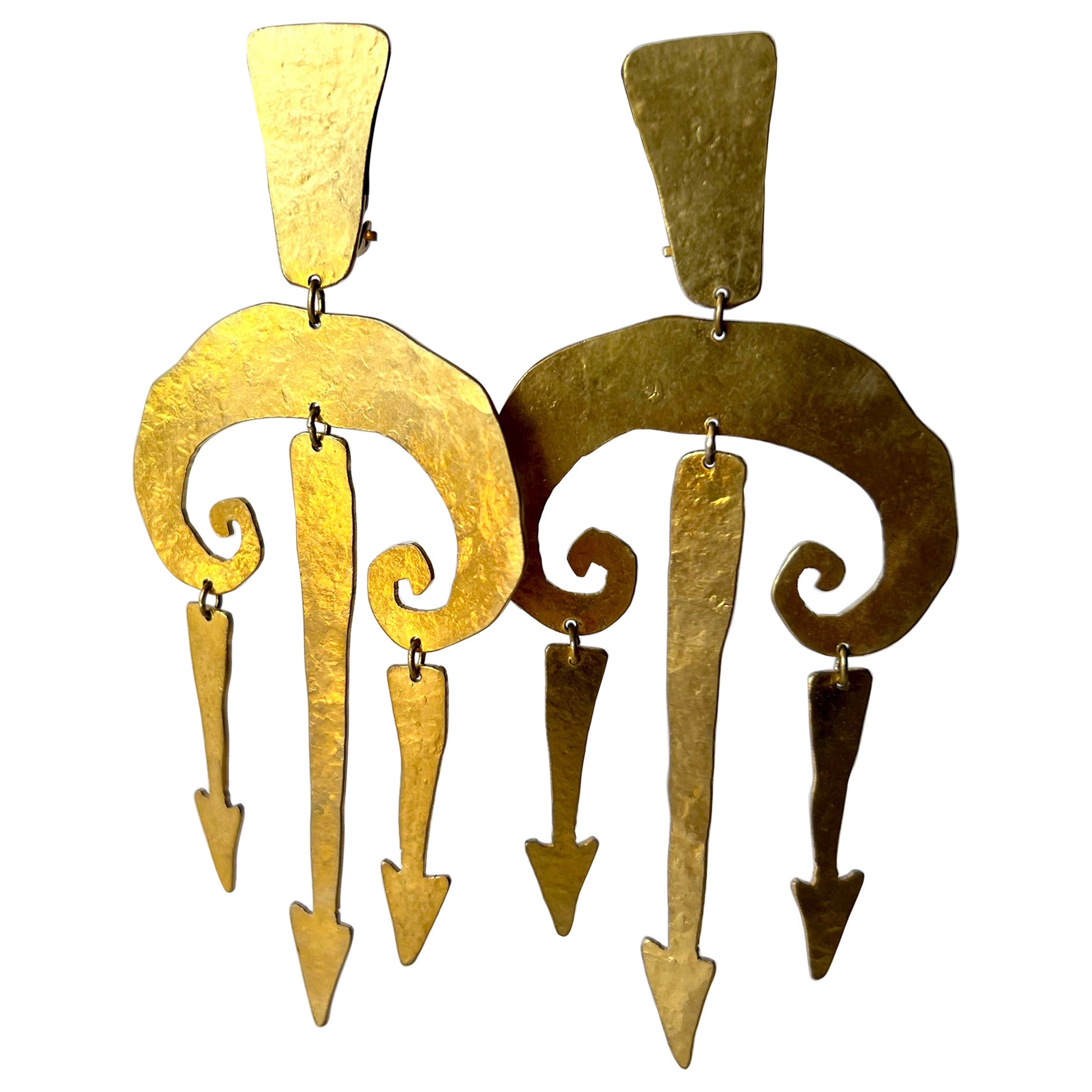 Herve Van Der Straeten Vintage Gilt Kinetic Mobile Earrings