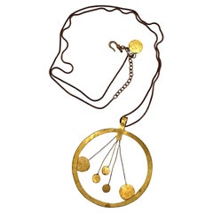 HERVE VAN DER STRAETEN Vintage Gold Tone Confetti Mobile Pendant Necklace