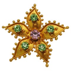 Herve Van Der Straeten Vintage Jewelled Flower Brooch