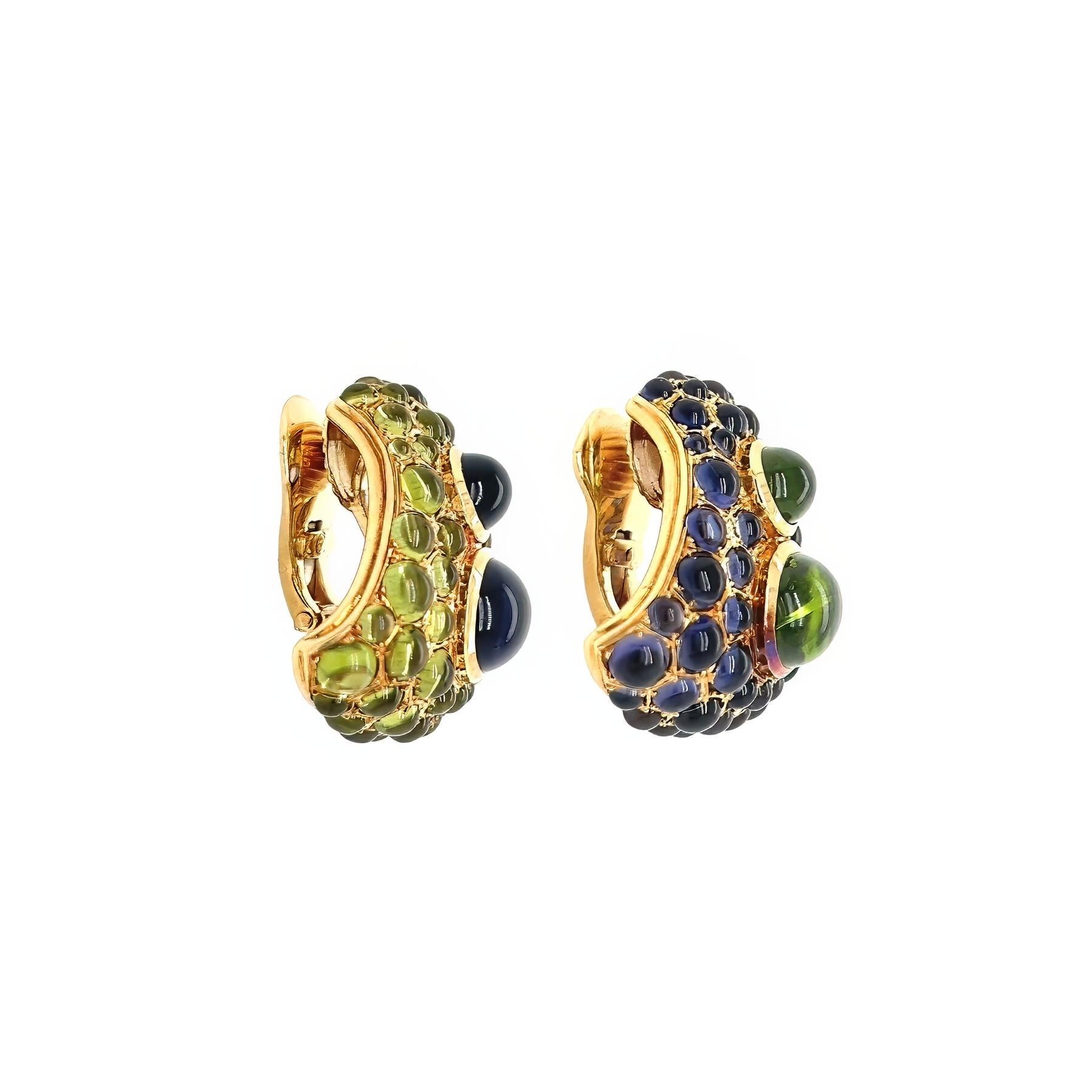 Cabochon HERZ BELPERRON Peridot Iolite Earrings
