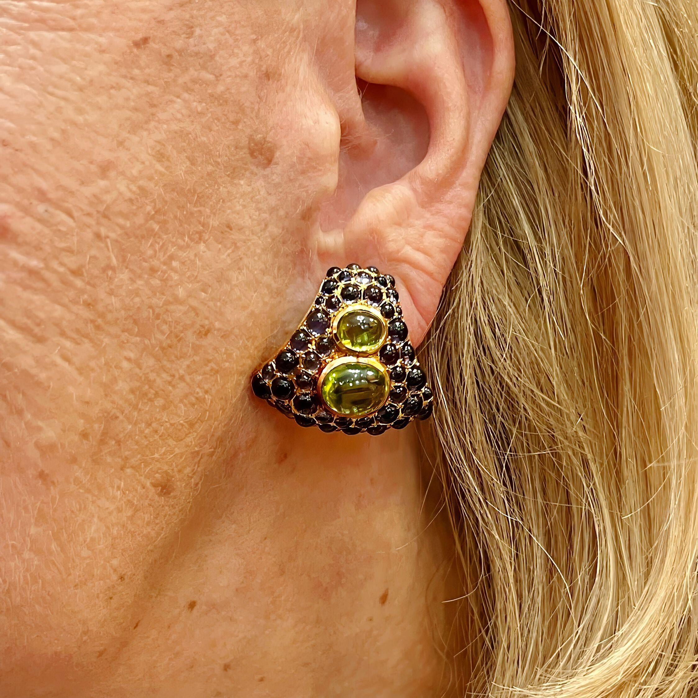 HERZ BELPERRON Peridot Iolite Earrings In Good Condition In New York, NY