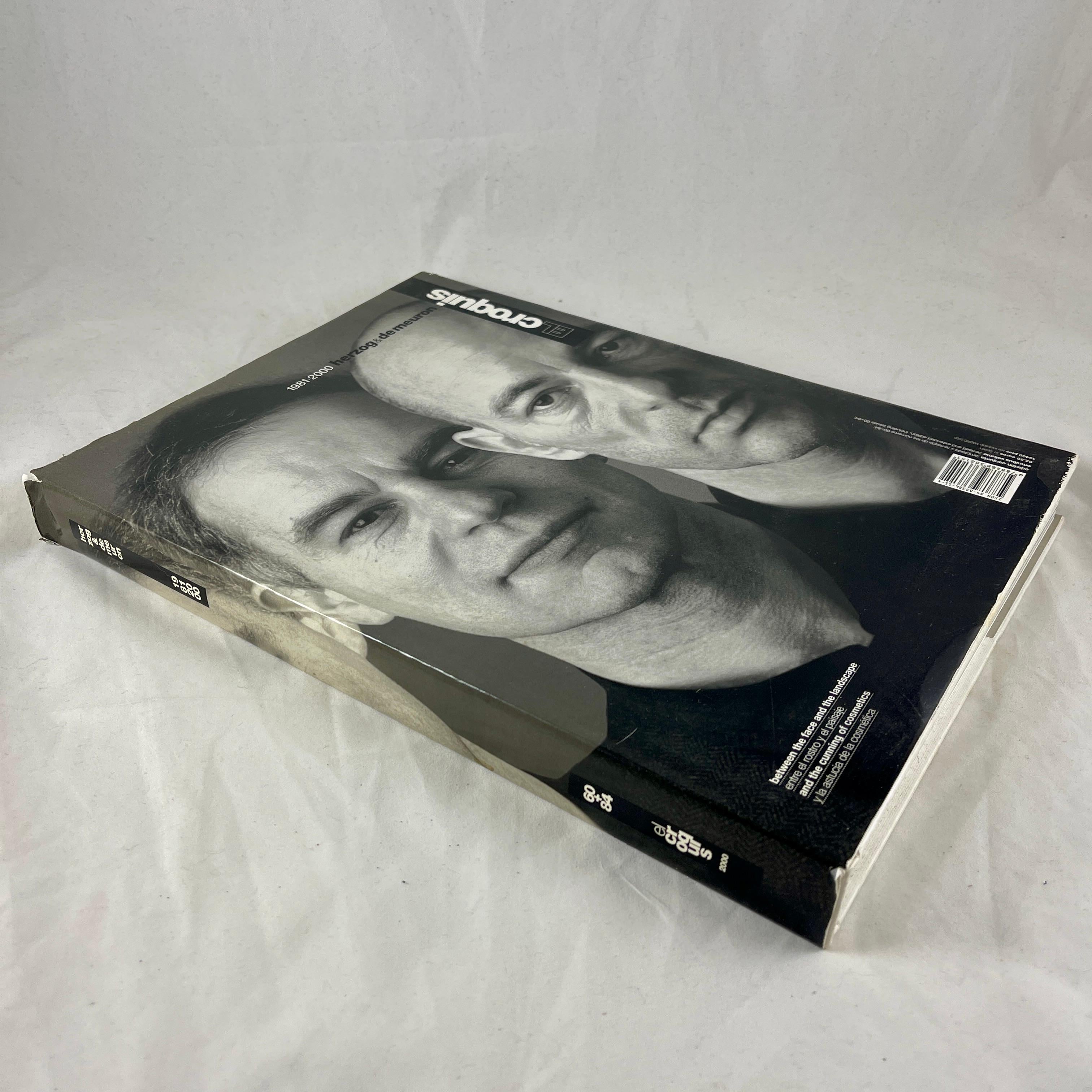 HERZOG & DE MEURON 1981-2000 – English and Spanish Edition – with dust jacket.

Combined and updated version of the issues 60 and 84. Added are recently completed buildings such as the Tate Gallery of Modern Art in London and Eberswalde Library.