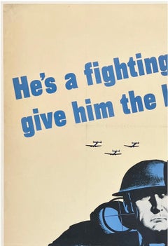 HE'S A FIGHTING FOOL - MORE PRODUCTION Original Vintage WWII War Poster USA