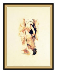 Hessam Abrishami Original Painting Pastel On Board Modern Portrait Signed Art