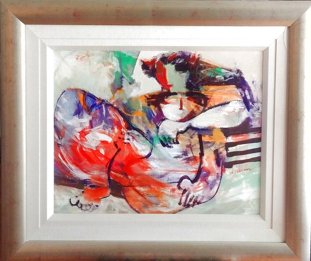 Mutter und Kind – Abstraktes expressionistisches figürliches Original-Acryl auf Papier