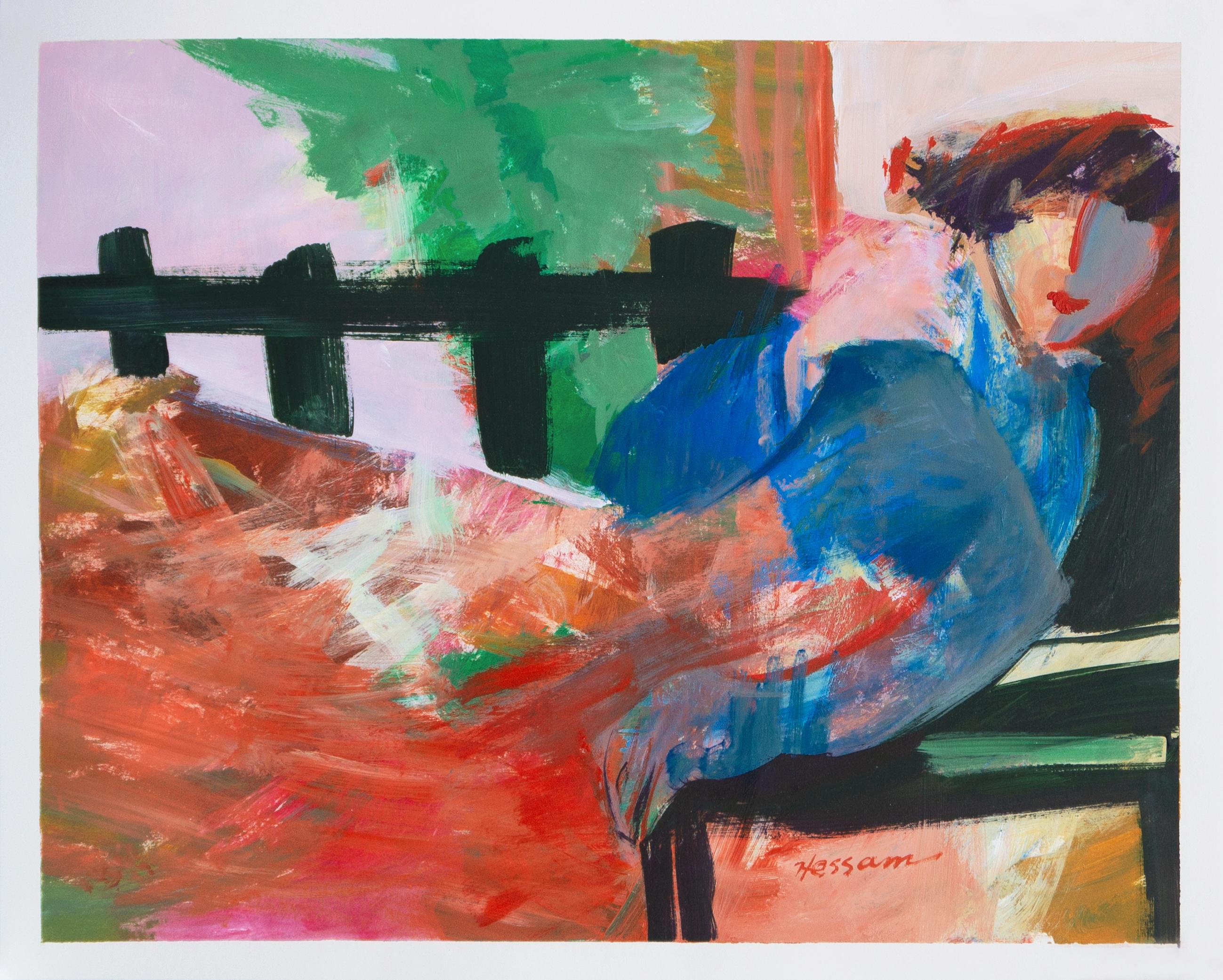 'Woman Reclining', Shiraz Iran, Accademia di Belle Arti di Perugia, Italy, Miami - Post-Impressionist Painting by Hessam Abrishami