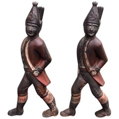 Antique Hessian Soldier Andirons, circa Early 19th Century