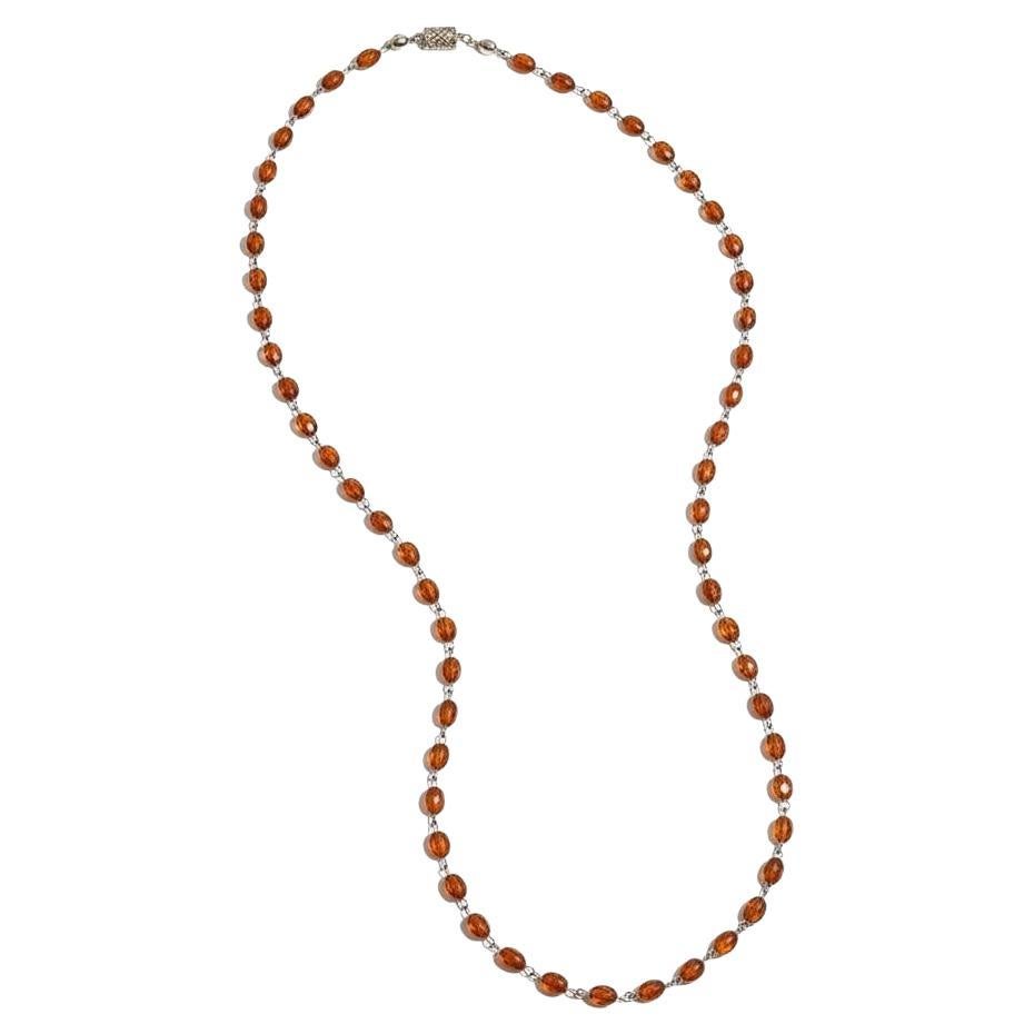 Collar largo de granate hessonita y oro amarillo de 18 quilates en venta