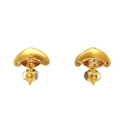 Orecchini in oro con granato d'assonite e pietra di luna firmati Paula Crevoshay