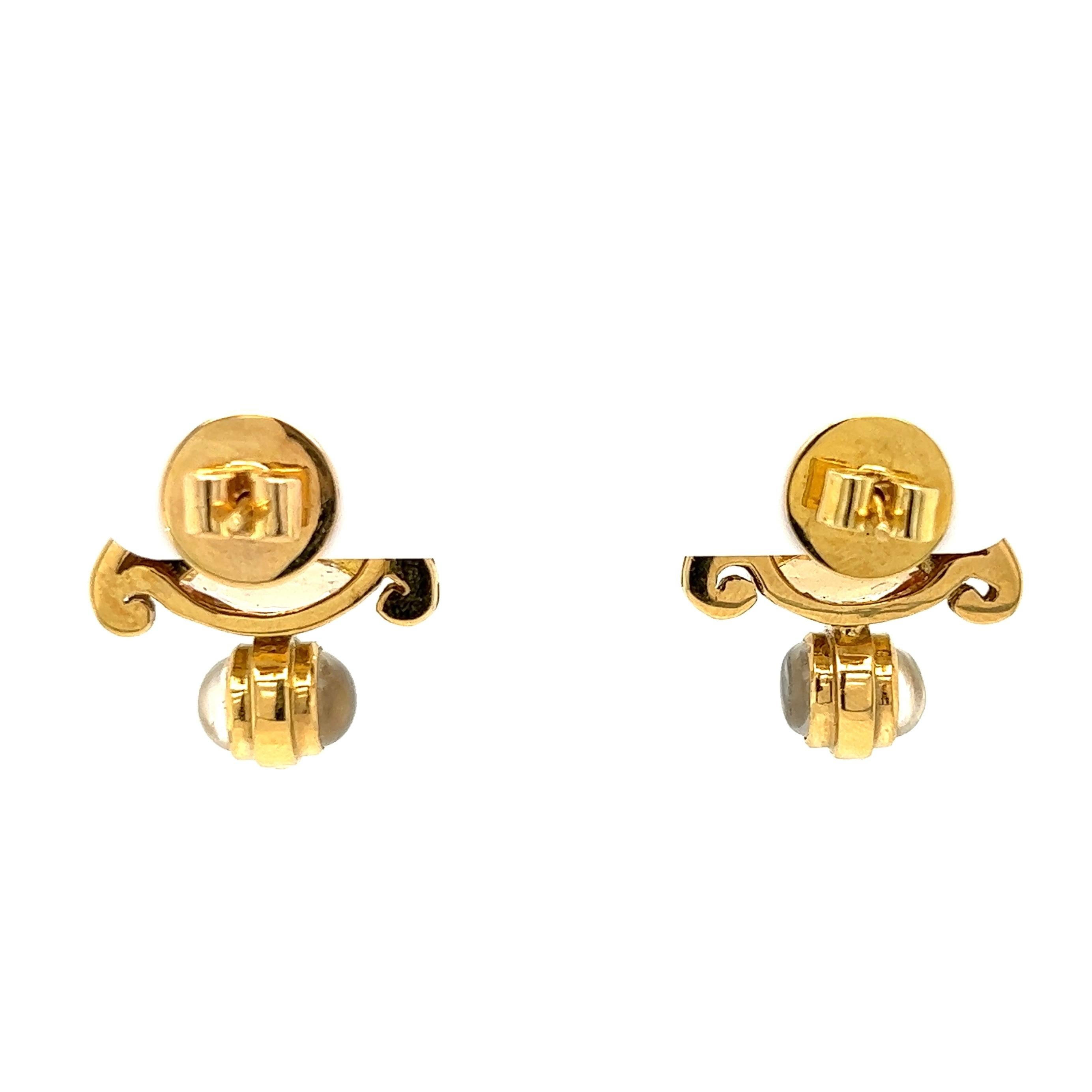 Mixed Cut Hessonite Garnet and Moonstone Designer Paula Crevoshay Gold Earrings For Sale