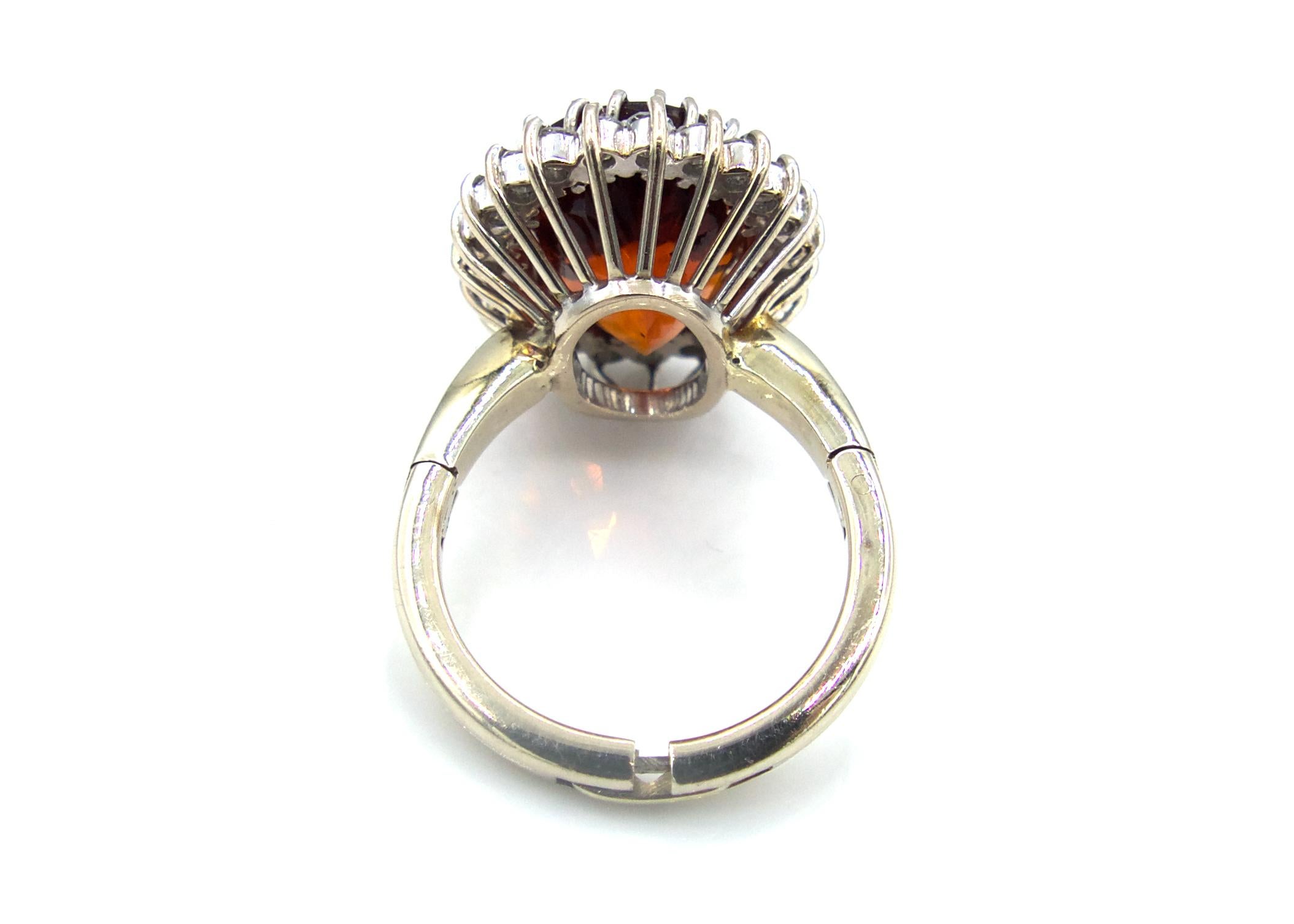 Contemporary Hessonite Garnet Princess Adjustable Band Ring For Sale