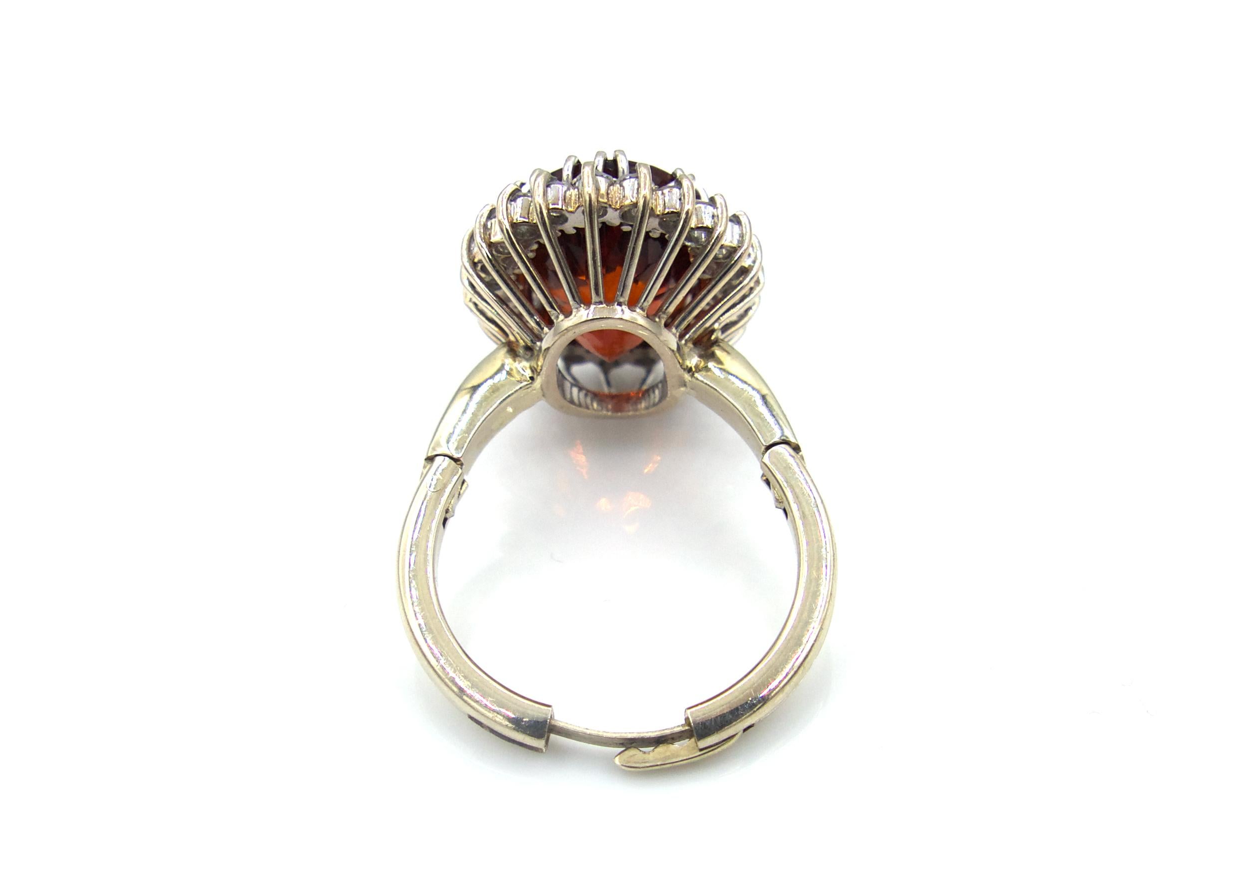 Oval Cut Hessonite Garnet Princess Adjustable Band Ring For Sale