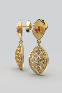Hessonite Mandarin Garnet Earrings Made in Italy in 18k Solid Gold