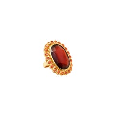 Hessonite Orange Sapphire Statement Ring