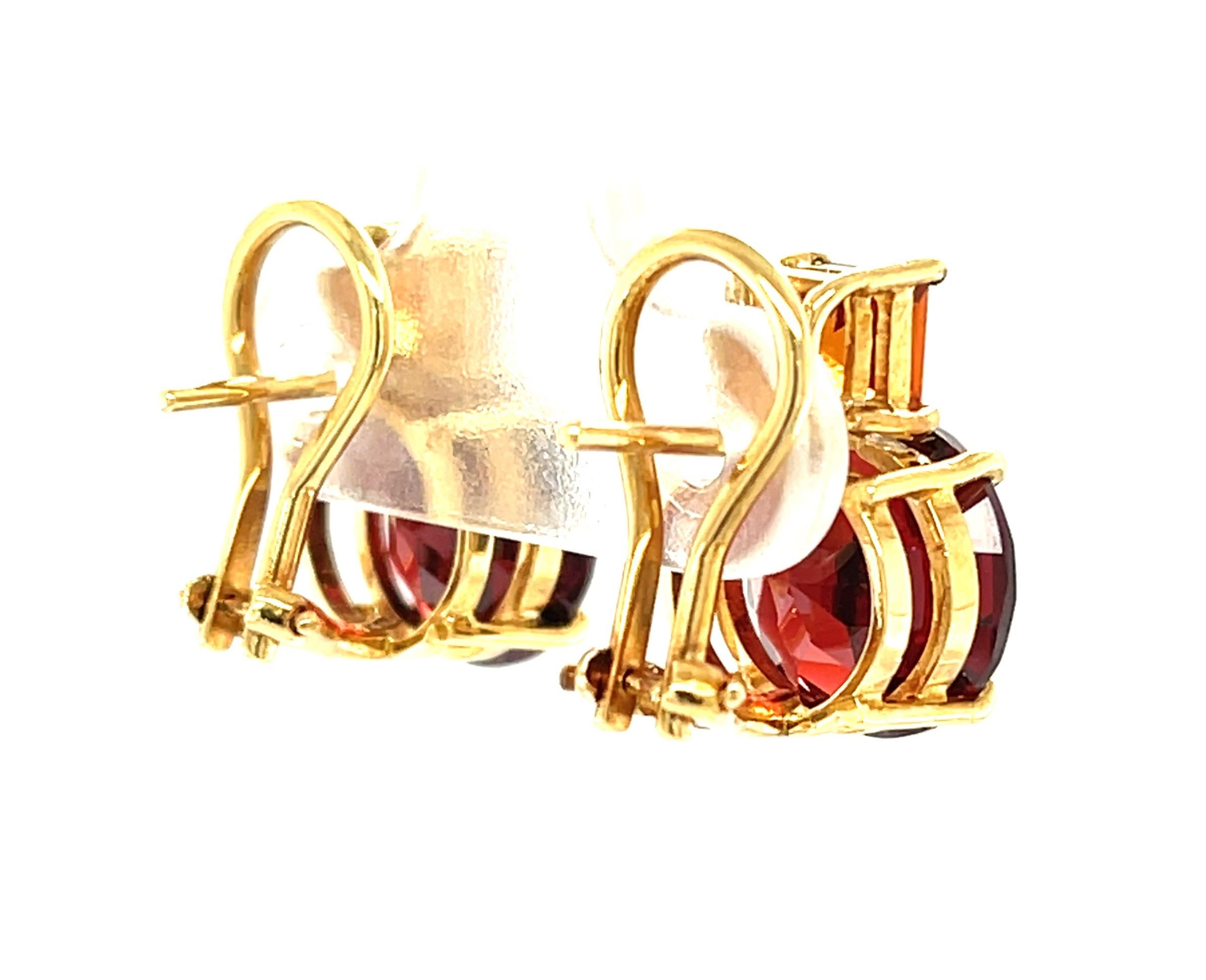 Boucles d'oreilles en or jaune 18 carats, hessonite et grenat Almandite, 9,44 carats au total Neuf - En vente à Los Angeles, CA